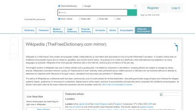 Screenshot preview of encyclopedia.thefreedictionary.com