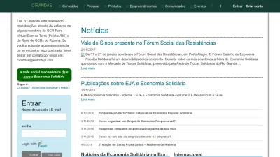 Screenshot preview of cirandas.net