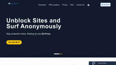Screenshot preview of hidemyip.com