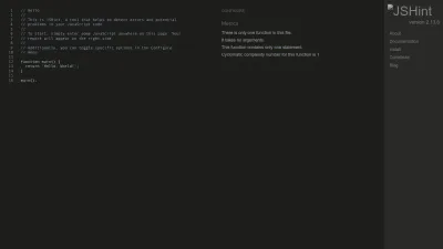 Screenshot preview of jshint.com