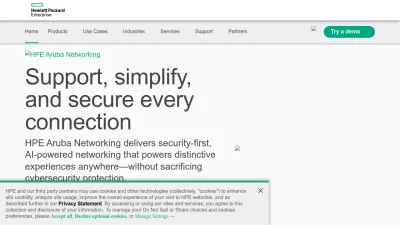 Screenshot preview of arubanetworking.hpe.com