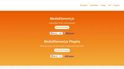 Screenshot preview of mediaelementjs.com
