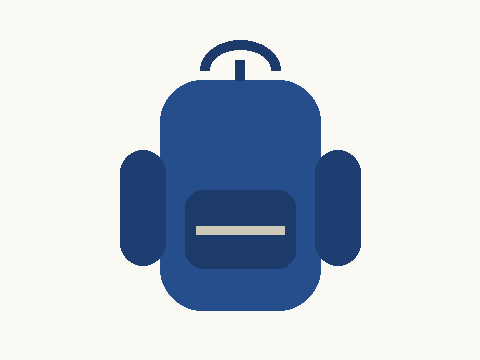 Blue hiking backpack with side pockets and a top handle
