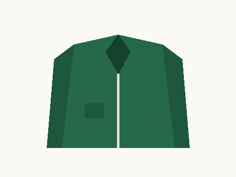 Dark green waterproof jacket with a hood and a zipped chest pocket
